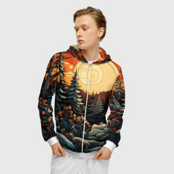 Толстовка 3D на молнии мужская Волшебная роспись, цвет: 3D-белый — фото 2