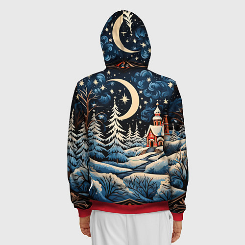 Мужская толстовка на молнии Морозное утро / 3D-Красный – фото 4