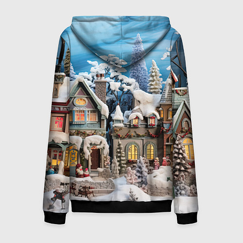 Мужская толстовка на молнии Северное сияние торжества / 3D-Черный – фото 2