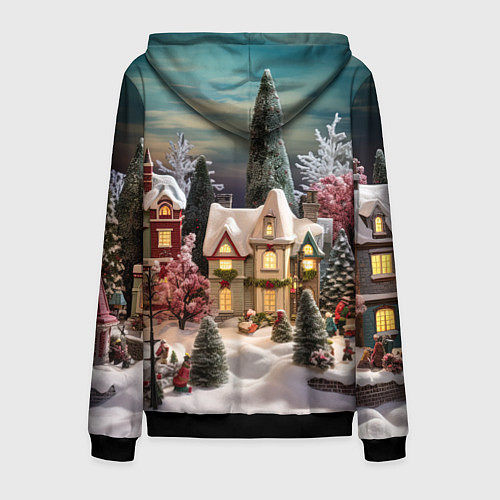 Мужская толстовка на молнии Снежное сияние ночи / 3D-Черный – фото 2