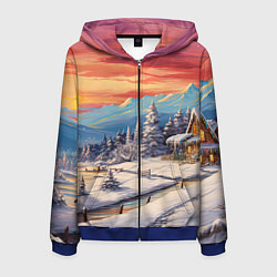 Толстовка 3D на молнии мужская Северное сияние веселья, цвет: 3D-синий