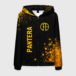 Толстовка 3D на молнии мужская Pantera - gold gradient вертикально, цвет: 3D-черный