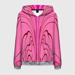Мужская толстовка на молнии Плавные линии на розовом фоне