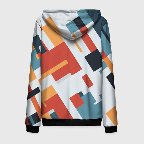 Мужская толстовка на молнии Геометрический узор - нейросеть / 3D-Черный – фото 2