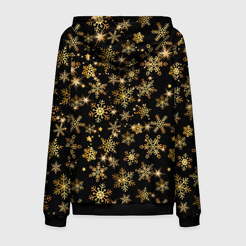 Мужская толстовка на молнии Россыпи золотых снежинок / 3D-Черный – фото 2