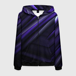 Толстовка 3D на молнии мужская Черный фиолетовый фон с абстракцией, цвет: 3D-черный