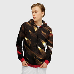 Толстовка 3D на молнии мужская Золотые камни абстракт, цвет: 3D-красный — фото 2