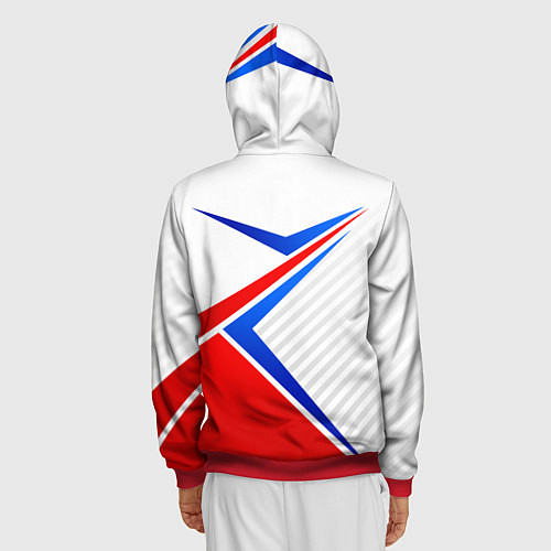 Мужская толстовка на молнии Герб РФ - классические цвета флага / 3D-Красный – фото 4