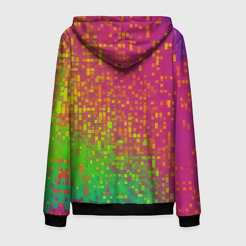 Мужская толстовка на молнии Разноцветные пиксели / 3D-Черный – фото 2
