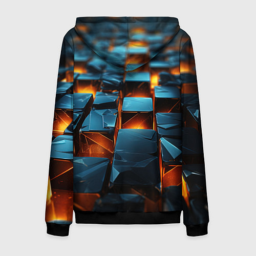 Мужская толстовка на молнии Темные плитки в лаве / 3D-Черный – фото 2