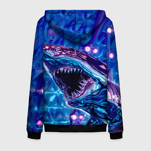 Мужская толстовка на молнии Фиолетовая акула / 3D-Черный – фото 2