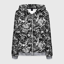 Толстовка 3D на молнии мужская Автотюнинг - запчасти, цвет: 3D-меланж