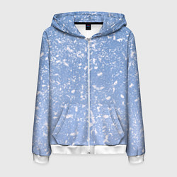 Мужская толстовка на молнии Белые хлопья на голубом фоне