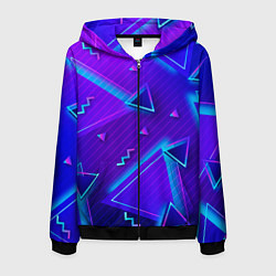 Толстовка 3D на молнии мужская Neon Pattern colored, цвет: 3D-черный