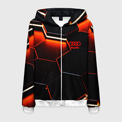 Толстовка 3D на молнии мужская Audi неоновый соты, цвет: 3D-белый