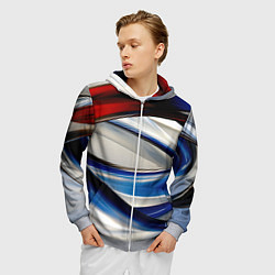 Толстовка 3D на молнии мужская Изогнутая абстракция, цвет: 3D-меланж — фото 2