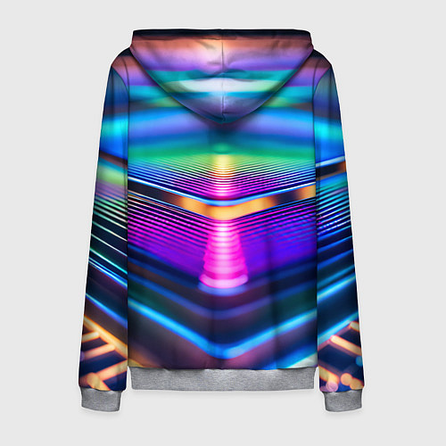Мужская толстовка на молнии Неоновые линии платформы / 3D-Меланж – фото 2