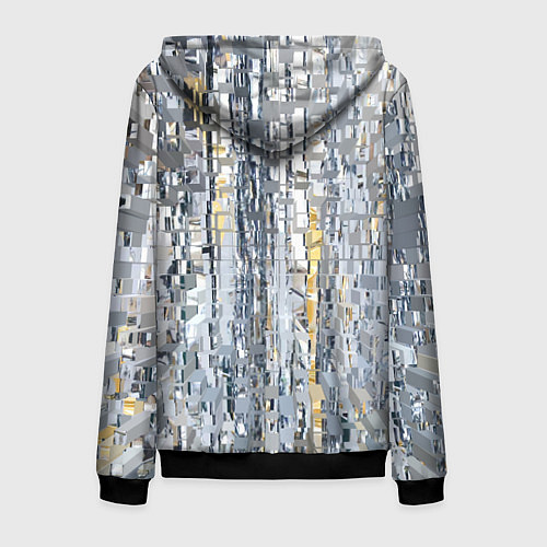 Мужская толстовка на молнии Серебряные блоки / 3D-Черный – фото 2