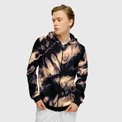 Толстовка 3D на молнии мужская Абстракция шёлк, цвет: 3D-черный — фото 2
