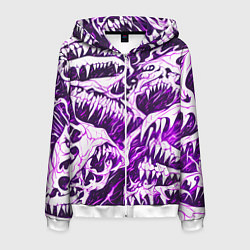 Мужская толстовка на молнии Белые клыки на розовом фоне