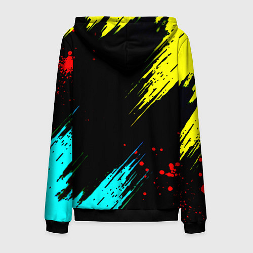 Мужская толстовка на молнии Suzuki краски абстрактные / 3D-Черный – фото 2