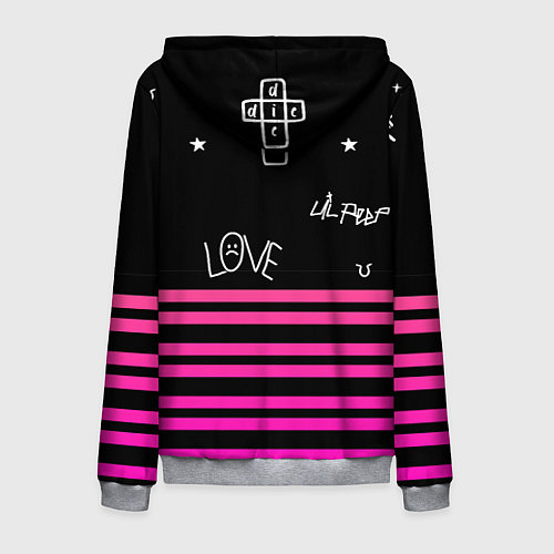 Мужская толстовка на молнии Lil Peep розовые полосы / 3D-Меланж – фото 2