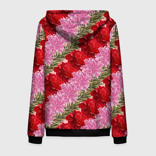 Мужская толстовка на молнии Фон с лилиями и розами / 3D-Черный – фото 2