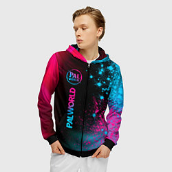 Толстовка 3D на молнии мужская Palworld - neon gradient по-вертикали, цвет: 3D-черный — фото 2