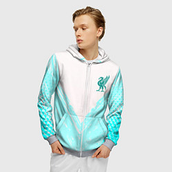 Толстовка 3D на молнии мужская Liverpool logo texture fc, цвет: 3D-меланж — фото 2