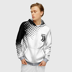 Толстовка 3D на молнии мужская Juventus sport black geometry, цвет: 3D-меланж — фото 2