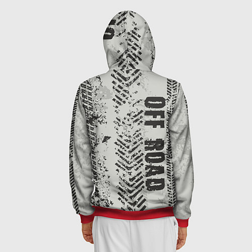 Мужская толстовка на молнии Бездорожье - следы / 3D-Красный – фото 4