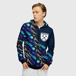 Толстовка 3D на молнии мужская West Ham градиентные мячи, цвет: 3D-черный — фото 2