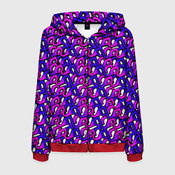 Толстовка 3D на молнии мужская Фиолетовый узор и чёрная обводка, цвет: 3D-красный