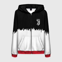 Толстовка 3D на молнии мужская Juventus белый огонь текстура, цвет: 3D-красный