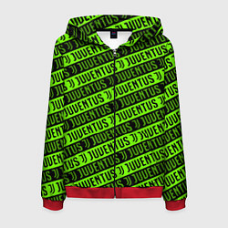 Толстовка 3D на молнии мужская Juventus green pattern sport, цвет: 3D-красный