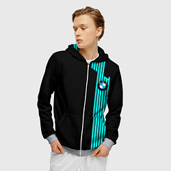 Толстовка 3D на молнии мужская BMW sport line geometry, цвет: 3D-меланж — фото 2