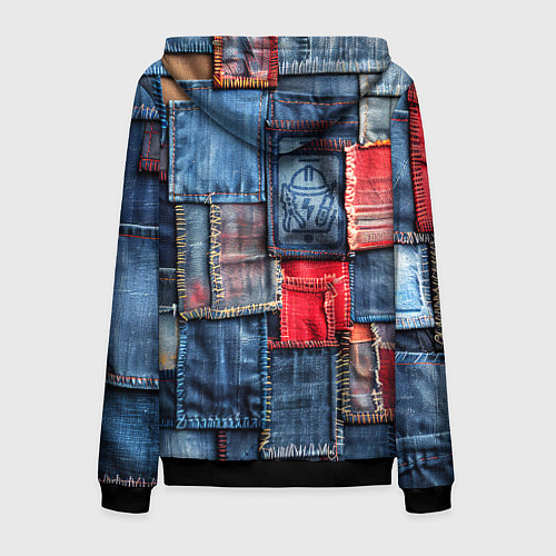 Мужская толстовка на молнии Джинсовая форма электрика / 3D-Черный – фото 2