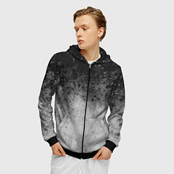 Толстовка 3D на молнии мужская Абстракция - серые чернила, цвет: 3D-черный — фото 2