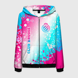 Мужская толстовка на молнии Club Brugge neon gradient style вертикально