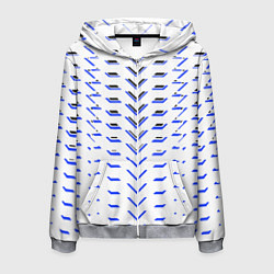Мужская толстовка на молнии Чёрные и синие полосы на белом фоне