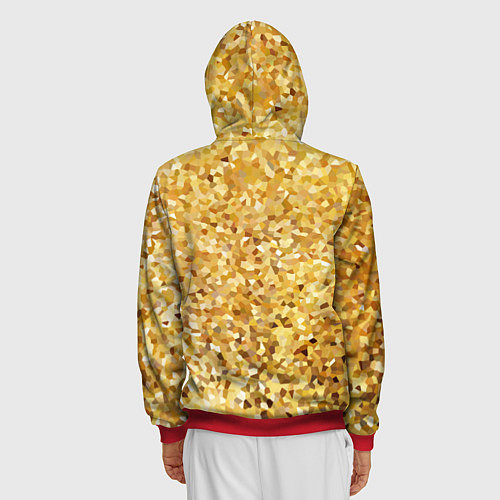 Мужская толстовка на молнии Золотая мелкая мозаика / 3D-Красный – фото 4