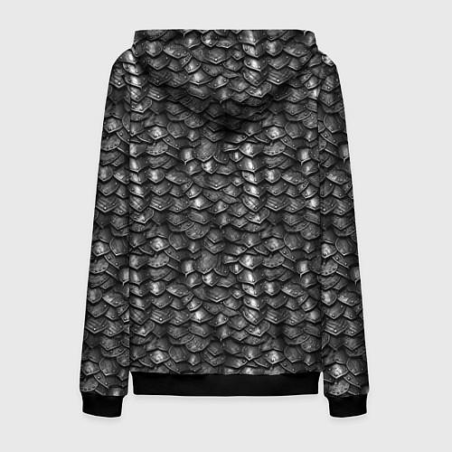 Мужская толстовка на молнии Железная броня текстура / 3D-Черный – фото 2