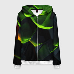 Мужская толстовка на молнии Green neon abstract geometry