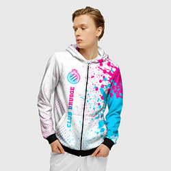 Толстовка 3D на молнии мужская Club Brugge neon gradient style по-вертикали, цвет: 3D-черный — фото 2