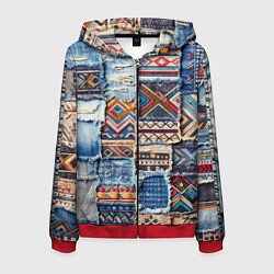 Мужская толстовка на молнии Пэчворк узоры индейцев