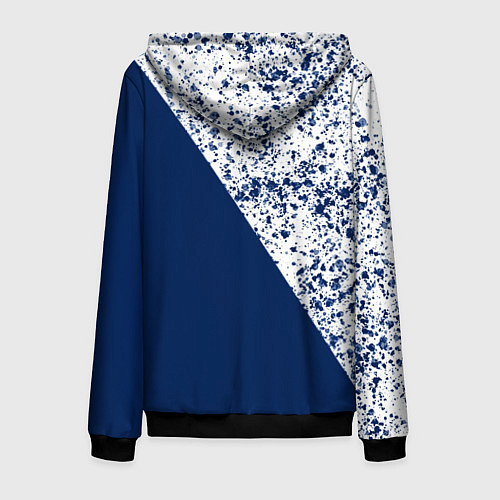 Мужская толстовка на молнии Сине-белый пополам / 3D-Черный – фото 2
