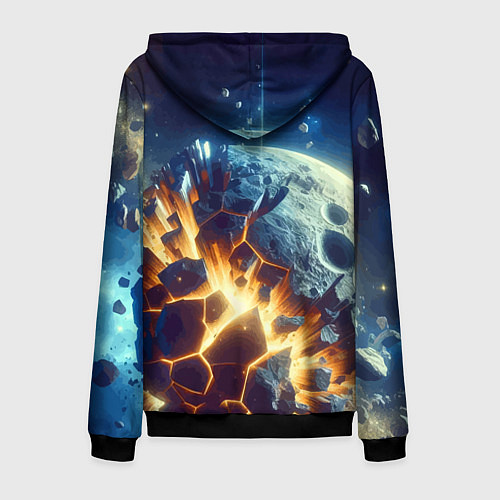 Мужская толстовка на молнии Взрыв планеты - космос от нейросети / 3D-Черный – фото 2