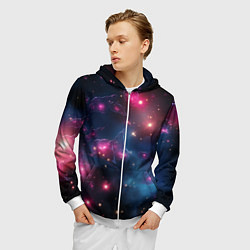 Толстовка 3D на молнии мужская Абстрактный космос фантастика, цвет: 3D-белый — фото 2