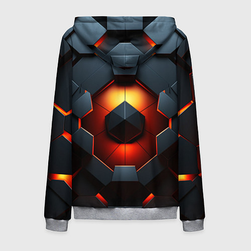 Мужская толстовка на молнии Конструкция из объемных оранжевых плит / 3D-Меланж – фото 2