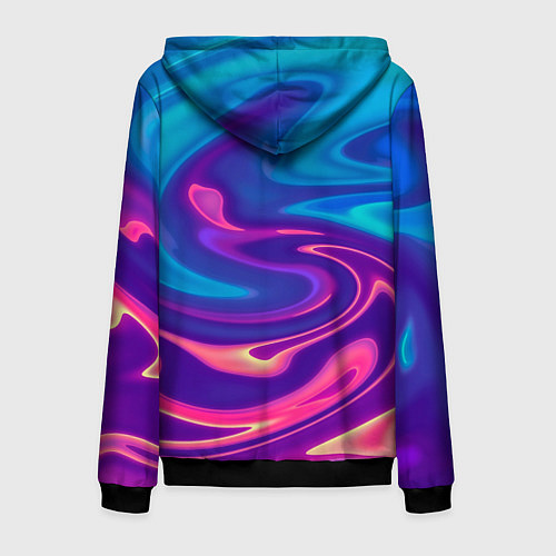 Мужская толстовка на молнии Неоновый градиент синий и оранжевый / 3D-Черный – фото 2